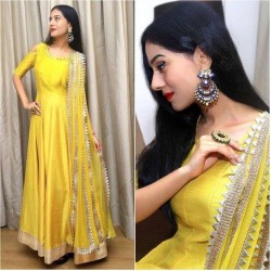 Haldi Special Designer Anarkali Gown Of Amruta Rao
